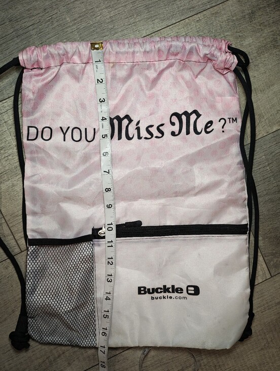 Y2K Miss Me x Buckle Pink Ombre Drawstring Backpack Sackpack. main image 10